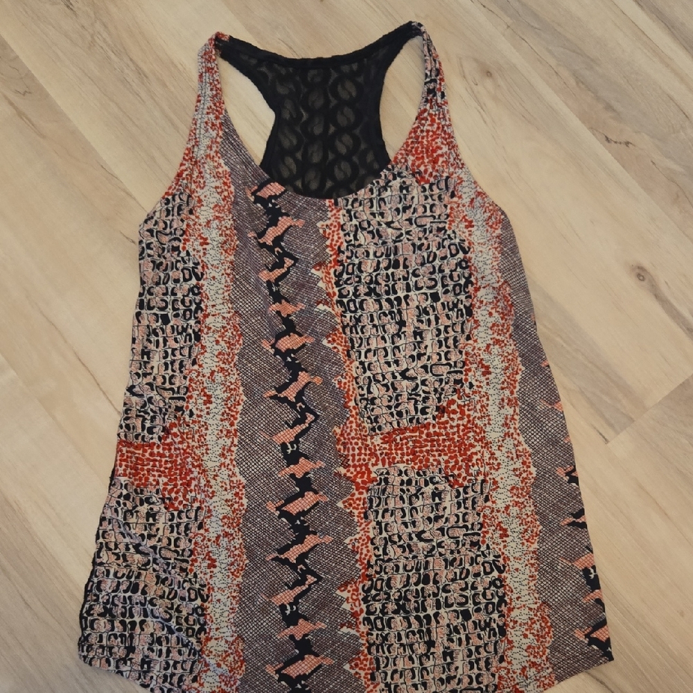 Red and Black Asymmetrical Tank Top with Cut Out Design